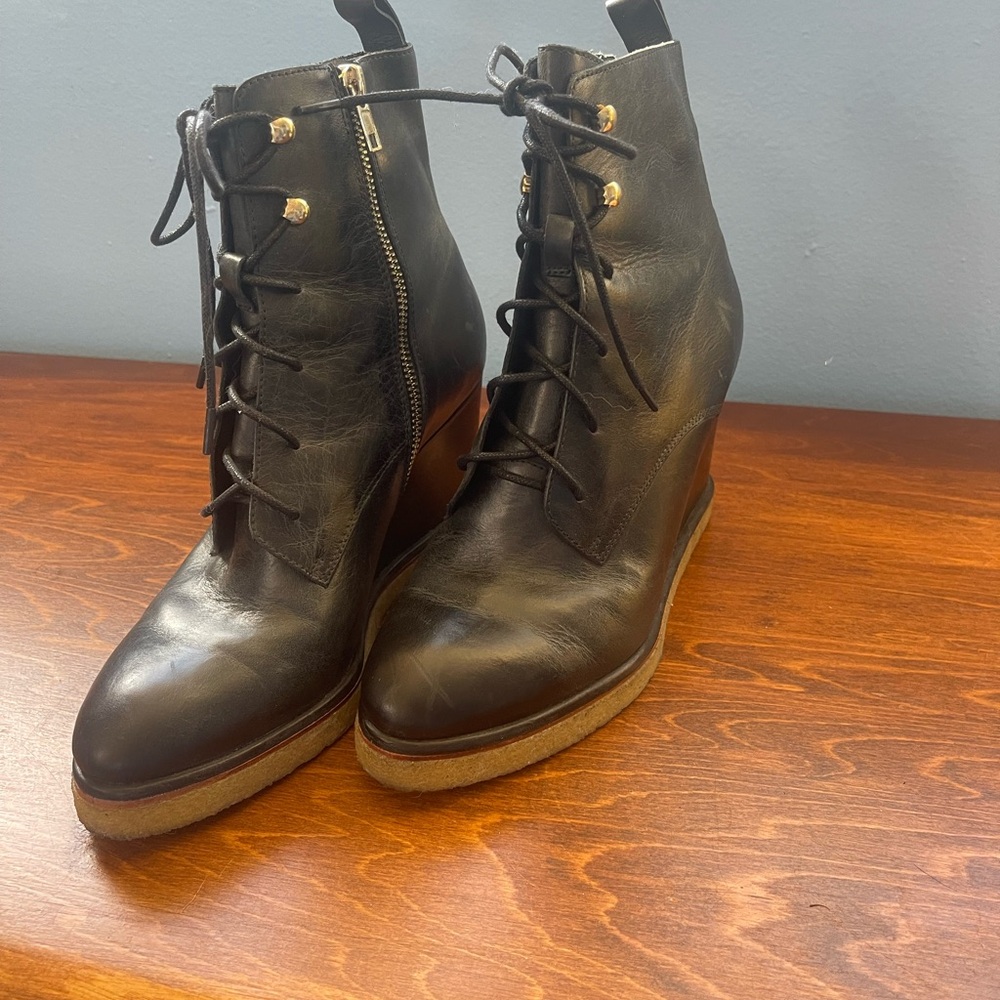 Silent D Black Wedge Ankle Boots - Picture 5 of 10